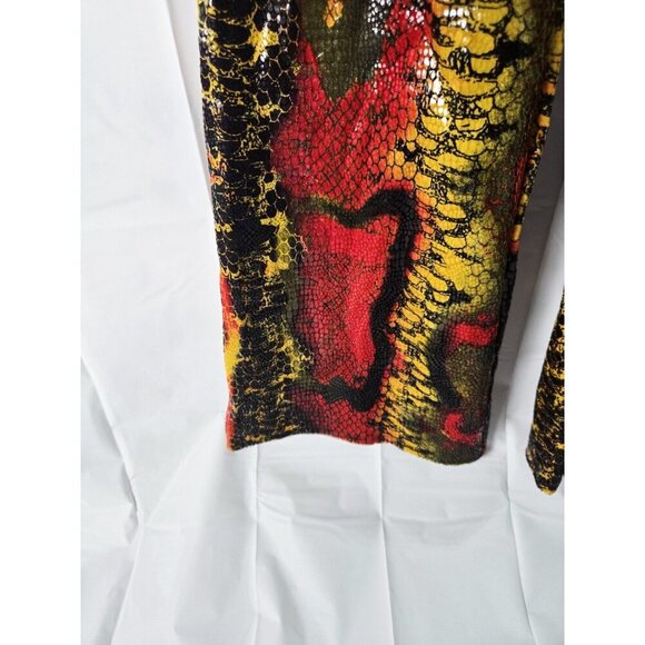 Adult Small Curtain Call Costume Snakeskin Foil Animal Print Bell Bottom Pants - Picture 3 of 9